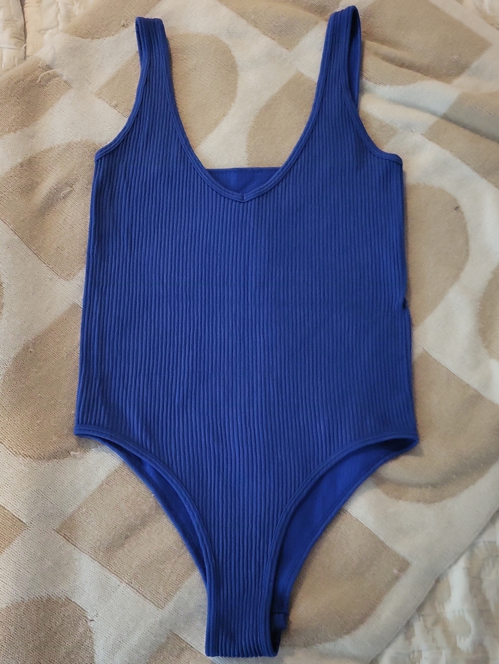 Pretty Blue Ribbed Bodysuit